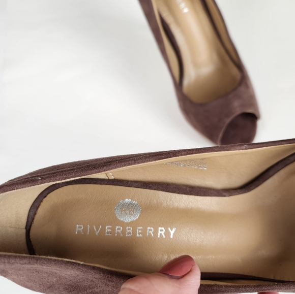 Riverberry Julia Chocolate Brown Suede Stillettos size 8 - Picture 6 of 10